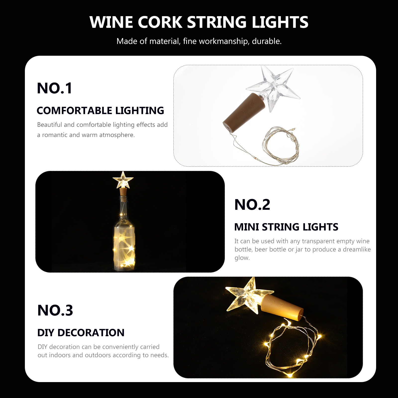 Decor Lighting Cork - 2 Adet Şarap Şişesi Mantarı Şeklinde