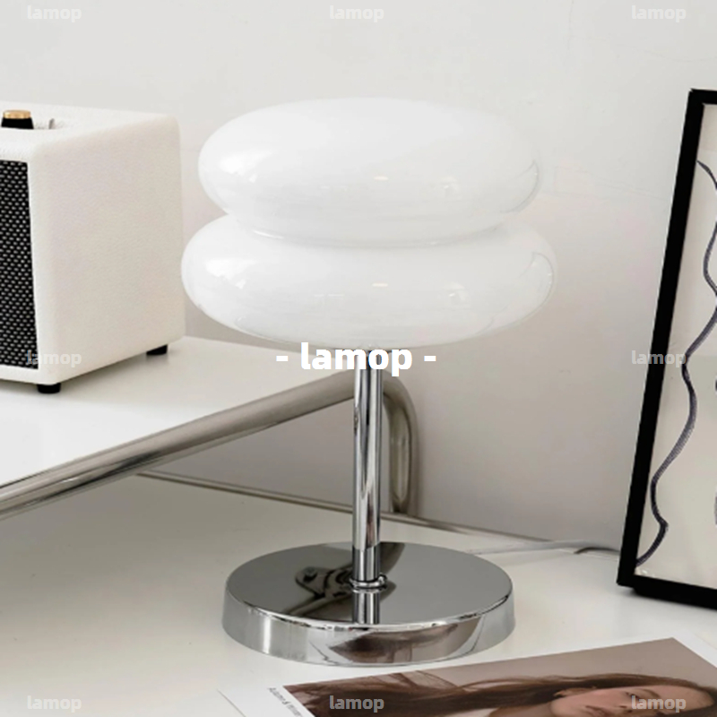 Room Decor Lighting Lamp - Bauhaus Krem-Renk Küre Masa Lambası Orta