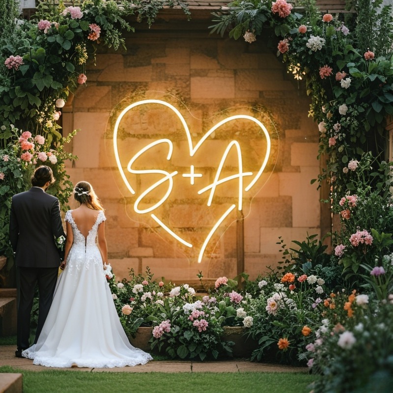Lighting Decor Wedding - Özel Harfleri Kalp LED Neon Burcu,