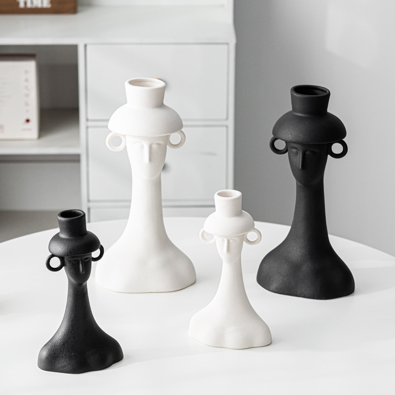 Home Decor Lighting Wholesale - Hafif Lüks İnsan Figürlü Seramik Çiçek