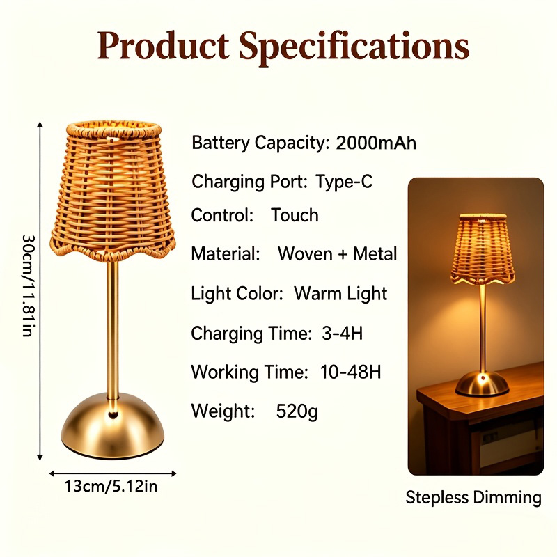 Bohem Dokuma Rattan Sanat Masa - Room Decor Lighting Lamp incelemesi ve fiyatı